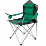 Scaun de camping/pescuit, captusit, cu spuma, pliabil, suport pahar, capacitate 150 kg, verde