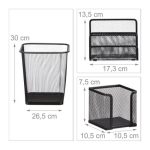 Set organizator de birou, 6 piese, plasa metalica, Negru - imagine 5