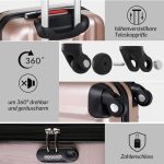 Set 4 Trolere ABS dur, roz metalizat, ,M,L,XL + geanta cosmetice, Monzana - imagine 15