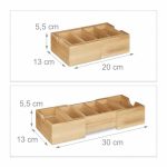 Organizator de birou extensibil, bambus, Relaxdays, 5,5 x 13 x 30 cm - imagine 8