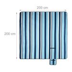 Patura picnic cu folie aluminiu,200x200,cu maner,model dungi, Relaxdays, albastru si alb - imagine 8