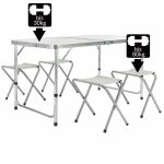 Set pliabil camping, picnic, masa + 4 scaune, aluminiu, Casaria - imagine 4