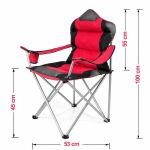 Scaun de camping/pescuit, captusit, cu spuma, pliabil, suport pahar, capacitate 150 kg, rosu - imagine 6