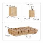 Set accesorii de baie, bambus 3 piese , Relaxdays - imagine 2
