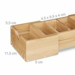 Organizator de birou extensibil, bambus, Relaxdays, 5,5 x 13 x 30 cm - imagine 9