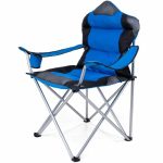 Scaun de camping/pescuit, captusit, cu spuma, pliabil, suport pahar, capacitate 150 kg, albastru - imagine 7