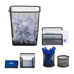 Set organizator de birou, 6 piese, plasa metalica, Negru - imagine 7