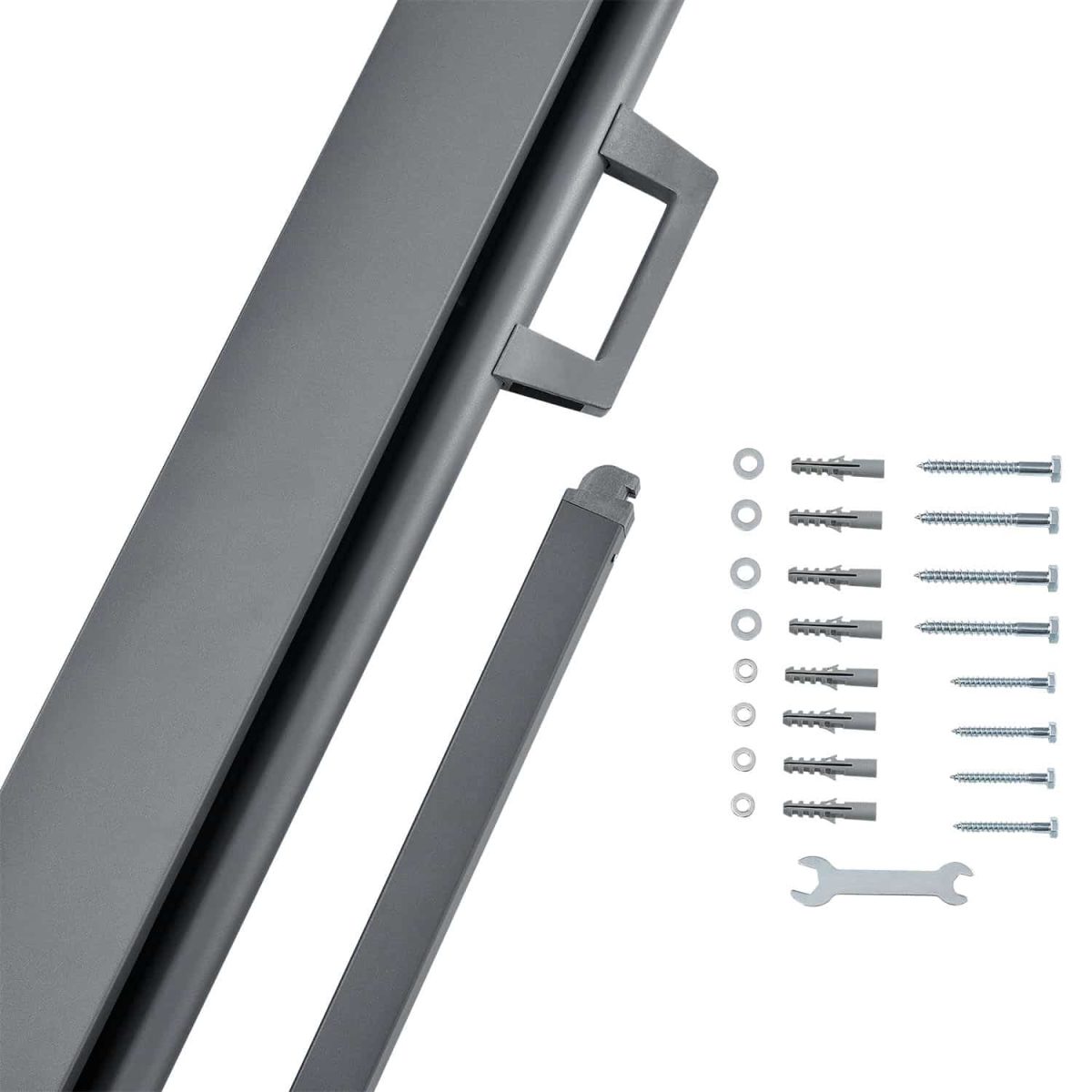 Paravan separator lateral Dubai, retractabil, pentru gradina, 300x180 cm, gri inchis, impermeabil si reglabil - imagine 10