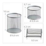 Set organizator de birou, 6 piese, plasa metalica, Silver - imagine 4