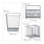 Set organizator de birou, 6 piese, plasa metalica, Silver - imagine 5