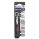 Set chei tubulare cu clichet de 1/4'', Cr-V, 12 piese