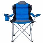 Scaun de camping/pescuit, captusit, cu spuma, pliabil, suport pahar, capacitate 150 kg, albastru - imagine 2