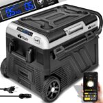 Lada frigorifica cu compresor, electrica, 40 litri, congelator electric, control prin aplicatie WiFi, 12/24 V, 230 V, frigider pana la -20 °C, pentru masina, camion, camping, negru