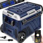 Lada frigorifica cu compresor, electrica, 40 litri, congelator electric, control prin aplicatie WiFi, 12/24 V, 230 V, frigider pana la -20 °C, pentru masina, camion, camping, albastru