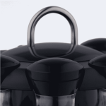 Set 8 recipiente condimente, suport rotativ, cu maner, negru/transparent, 19 x 19 x 17 cm - imagine 2
