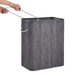 Cos de rufe din bambus cu 2 compartimente, 100 litri, gri , Juskys - imagine 5