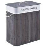 Cos de rufe din bambus cu 2 compartimente, 100 litri, gri , Juskys - imagine 9
