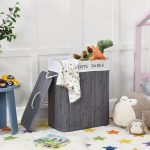 Cos de rufe din bambus cu 2 compartimente, 100 litri, gri , Juskys - imagine 10