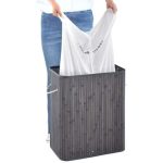 Cos de rufe din bambus cu 2 compartimente, 100 litri, gri , Juskys - imagine 14