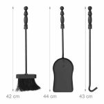 Set 3 ustensile pentru semineu cu suport soldat Cavaler din fonta, negru - imagine 4