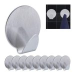 Set de 10 agatatori cuier, cu banda autoadeziva adeziva, rotunde,argintiu