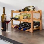 Suport pentru 12 sticle de vin, cu 3 rafturi, din lemn nuc,Relaxdays - imagine 3