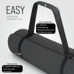 Covoras fitness, yoga, pilates, aerobic, gimnastica si wellness Tresko®, curea de transport, anti-alunecare, 183 x 61 x 0,6 cm cm, negru/gri - imagine 3