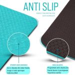 Covoras fitness, yoga, pilates, aerobic, gimnastica de sarcina si wellness Tresko®, curea de transport, anti-alunecare, rezistenta la uzura,lavabil,plus laveta de curatare,, 183 x 61 x 0,6 cm cm, turcoaz/negru - imagine 6