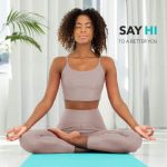 Covoras fitness, yoga, pilates, aerobic, gimnastica de sarcina si wellness Tresko®, curea de transport, anti-alunecare, rezistenta la uzura,lavabil,plus laveta de curatare,, 183 x 61 x 0,6 cm cm, turcoaz/negru - imagine 8