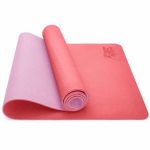 Covoras fitness, yoga, pilates, aerobic, gimnastica si wellness Tresko®, curea de transport, anti-alunecare, 183 x 61 x 0,6 cm cm, roz/corai