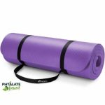 Saltea fitness, yoga, pilates, aerobic, gimnastica si wellness TRESKO®, curea de transport, anti-alunecare, 185 x 60 x 1.5 cm, lila - imagine 2