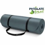 Saltea fitness, yoga, pilates, aerobic, gimnastica si wellness TRESKO®, curea de transport, anti-alunecare, 185 x 60 x 1.5 cm, gri - imagine 2