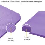Saltea fitness, yoga, pilates, aerobic, gimnastica si wellness TRESKO®, curea de transport, anti-alunecare, 185 x 60 x 1.5 cm, lila - imagine 4