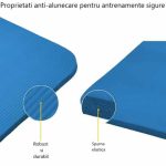 Saltea fitness, yoga, pilates, aerobic, gimnastica si wellness TRESKO®, curea de transport, anti-alunecare, 185 x 60 x 1.5 cm, albastra - imagine 5