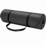 Saltea fitness, yoga, pilates, aerobic, gimnastica si wellness TRESKO®, curea de transport, anti-alunecare, 185 x 60 x 1.5 cm, negru