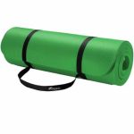 Saltea fitness, yoga, pilates, aerobic, gimnastica si wellness TRESKO®, curea de transport, anti-alunecare, 185 x 60 x 1.5 cm, verde