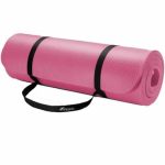 Saltea fitness, yoga, pilates, aerobic, gimnastica si wellness TRESKO®, curea de transport, anti-alunecare, 185 x 60 x 1.5 cm, roz
