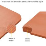 Saltea fitness, yoga, pilates, aerobic, gimnastica si wellness TRESKO®, curea de transport, anti-alunecare, 185 x 60 x 1.5 cm, portocaliu - imagine 2