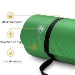 Saltea fitness, yoga, pilates, aerobic, gimnastica si wellness TRESKO®, curea de transport, anti-alunecare, 185 x 60 x 1.5 cm, verde - imagine 4