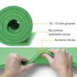 Saltea fitness, yoga, pilates, aerobic, gimnastica si wellness TRESKO®, curea de transport, anti-alunecare, 185 x 60 x 1.5 cm, verde - imagine 3