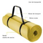 Saltea fitness, yoga, pilates, aerobic, gimnastica si wellness TRESKO®, curea de transport, anti-alunecare, 185 x 60 x 1.5 cm, galben - imagine 4