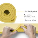 Saltea fitness, yoga, pilates, aerobic, gimnastica si wellness TRESKO®, curea de transport, anti-alunecare, 185 x 60 x 1.5 cm, galben - imagine 5