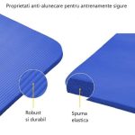 Saltea fitness, yoga, pilates, aerobic, gimnastica si wellness TRESKO®, curea de transport, anti-alunecare, 185 x 60 x 1.5 cm, albastru - imagine 4