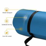 Saltea fitness, yoga, pilates, aerobic, gimnastica si wellness TRESKO®, curea de transport, anti-alunecare, 185 x 60 x 1.5 cm, albastra - imagine 3