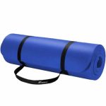 Saltea fitness, yoga, pilates, aerobic, gimnastica si wellness TRESKO®, curea de transport, anti-alunecare, 185 x 60 x 1.5 cm, albastru