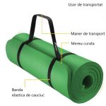 Saltea fitness, yoga, pilates, aerobic, gimnastica si wellness TRESKO®, curea de transport, anti-alunecare, 185 x 60 x 1.5 cm, verde - imagine 7
