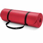 Saltea fitness, yoga, pilates, aerobic, gimnastica si wellness TRESKO®, curea de transport, anti-alunecare, 185 x 60 x 1.5 cm, rosu