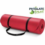 Saltea fitness, yoga, pilates, aerobic, gimnastica si wellness TRESKO®, curea de transport, anti-alunecare, 185 x 60 x 1.5 cm, rosu - imagine 4