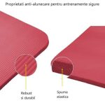 Saltea fitness, yoga, pilates, aerobic, gimnastica si wellness TRESKO®, curea de transport, anti-alunecare, 185 x 60 x 1.5 cm, rosu - imagine 5