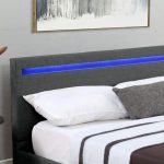 Pat tapitat Verona, iluminare LED 16 culori, telecomanda, 120 x 200 cm, gri - imagine 7